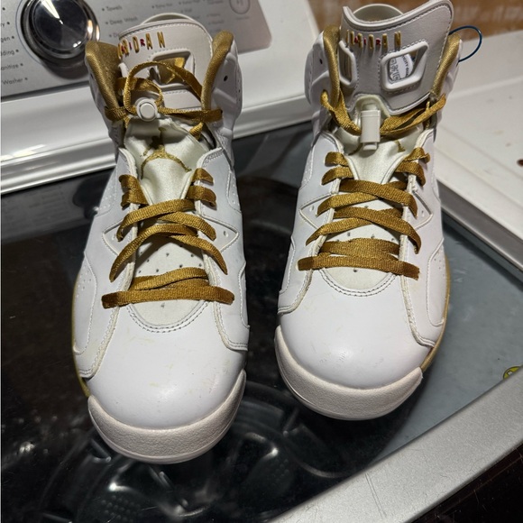 Nike Air Jordan Sneakers in Black and White with Gold Accents main image 4